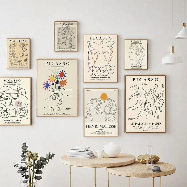 JUSTGOODMOOD Poster Picasso Matisse Museum Abstrakt Retro Porträt Bilder Wohnzimmer Wandbi, A (1 St)