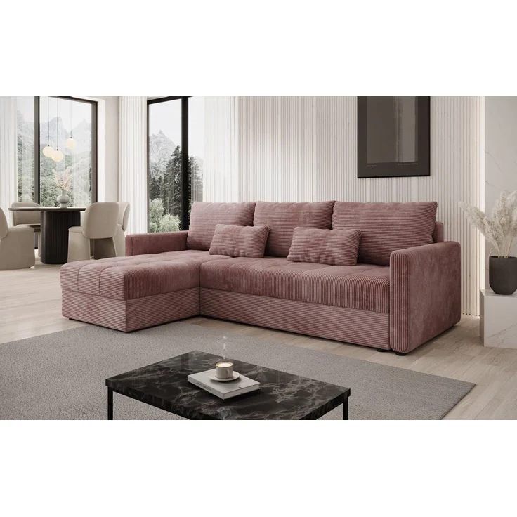 Luxusbetten24 Schlafsofa Designer Sofa Roma in Cord, mit Stauraum und Schlaffunktion – Bild 2