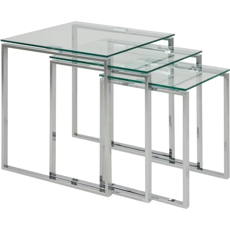 Satztische, Beistelltische im 3er-Set KATRINE, Glas/Chrom, ca. 50 cm