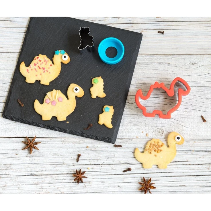 LEKKABOX Ausstechform 4er Set Dinos - Edelstahl Ausstecher für Brot Gemüse Obst Plätzchen, Hervorragend zum Ausstechen von Käse, Obst, Gemüse & Co. – Bild 4