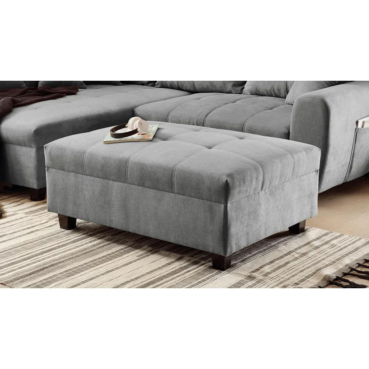 Hocker LUANA Polsterhocker Stoff dunkelgrau 106x80 cm
