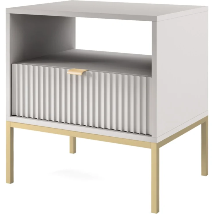 Selsey 'Vellore' Nachttisch mit Schublade, Grau mit goldenen Beinen, ca. 56 x 54 x 39 cm – Bild 1
