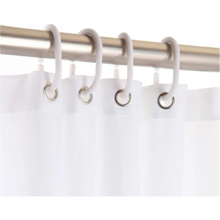 Sanixa Duschvorhang waschbar Badewannenvorhang Vorhang hochwertige Qualität Metallösen Breite 180 cm (Vorhang Dusche Badewanne), Duschvorhang Textil 180x200 cm Uni Weiß einfarbig wasserabweisend – Bild 2