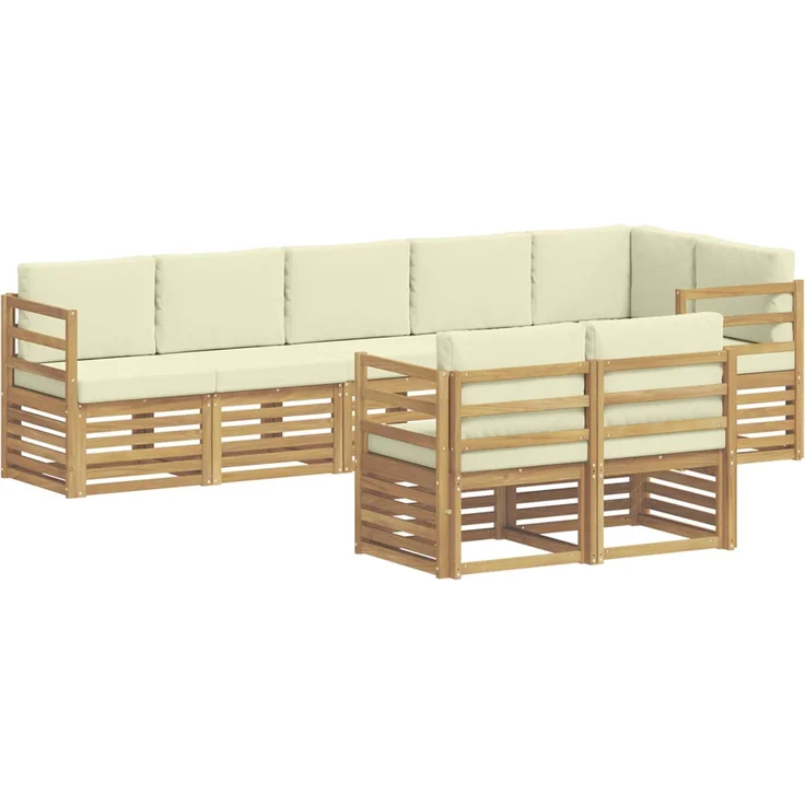 vidaXL Outdoor-Sofagarnitur 8 stk. 8-Sitzer Weiß und Creme Polyester 3392015 – Bild 2