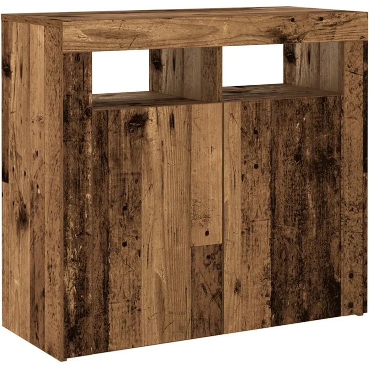 vidaXL Sideboard mit LED-Leuchten Altholz-Optik 80x35x75 cm 856361 – Bild 5