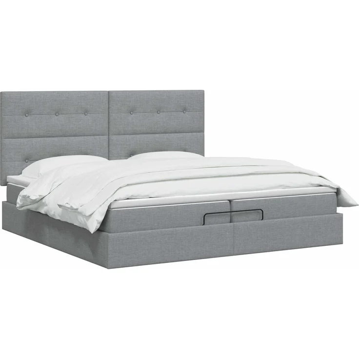 vidaXL Ottoman Bett mit Matratze Hellgrau 200 x 200 cm Stoff 3457515 – Bild 3