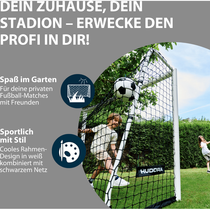 Hudora 'Advanced 240' Fußballtor, Stahlrohrrahmen weiß, 240x160 cm – Bild 6