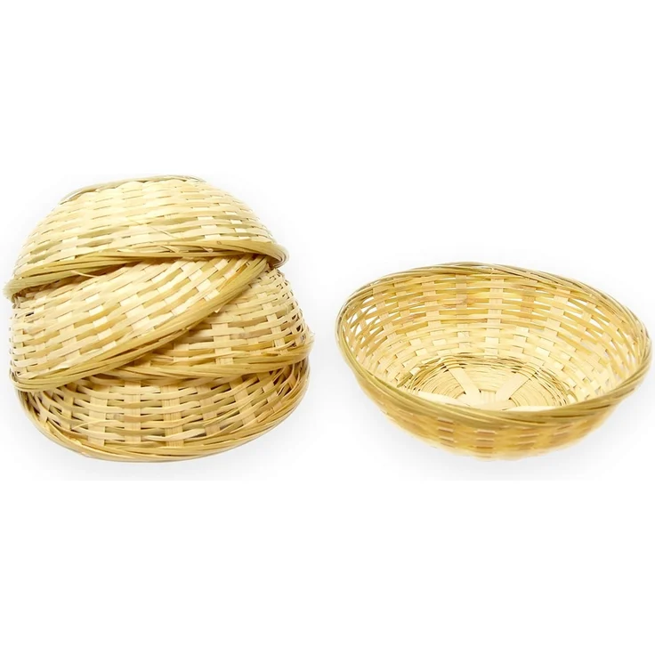 Lashuma Aufbewahrungskorb (Set, 5 St), Dekokörbchen Ø 20 cm, runde Bambuskörbe geflochten – Bild 8