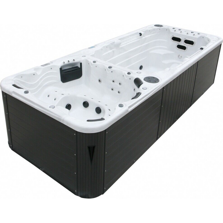 XXXL Luxus-LED Swim Spa, 580 x 230 cm, Whirlpool mit Gegenstromanlage, Schwimmbecken V2, Set – Bild 1
