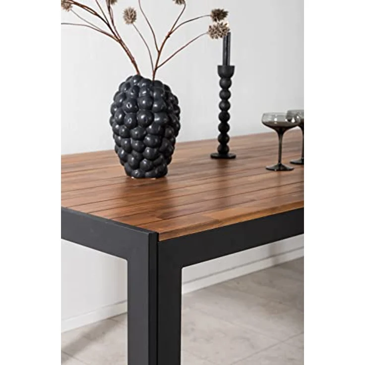 Gardenson Gartentisch, rechteckig, schwarz, Akazie und Metall, 90x75x205 cm, Gartenmöbel – Bild 4