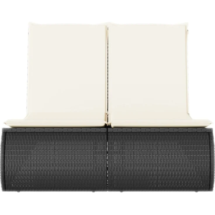 vidaXL Doppel-Sonnenliege mit Kissen Schwarz Poly Rattan 368090 – Bild 4