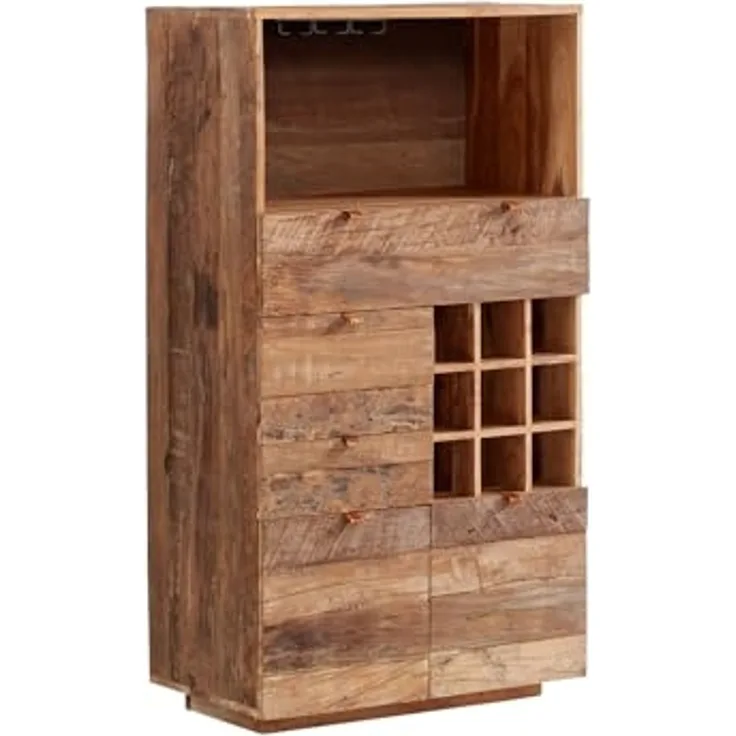 Highboard Altholz massivum Oldwood 80x145x40 cm braun rustikale Holzkommode Weinschrank Küchenschrank Landhausstil Wohnzimmerschrank