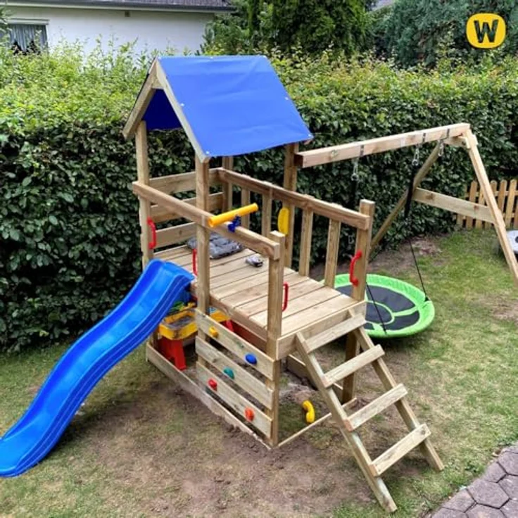 Wickey Spielturm TurboFlyer, Klettergerüst mit Rutsche und Schaukel für Kleinkinder, integrierter Sandkasten, 10 Jahre Garantie* – Bild 7