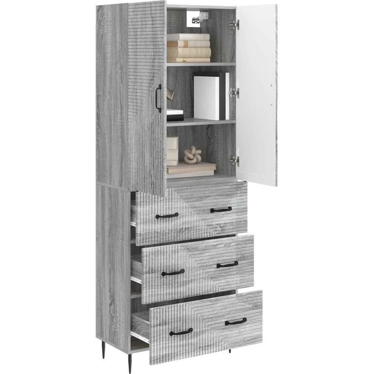vidaXL Schrankset 2 pcs Grau Sonoma 66 x 34,5 x 90 cm Holzwerkstoff 3416643 – Bild 2