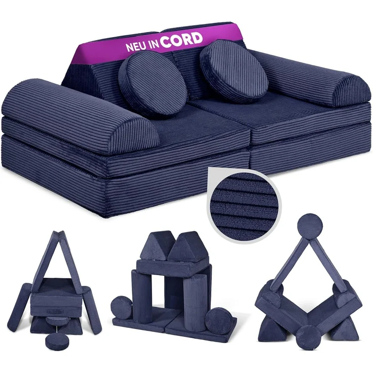 Linodino Kindersofa Spielsofa I Schaumstoff Stapelsteine für Kinder I Kindercouch, 3 Jahre Garantie – Bild 1