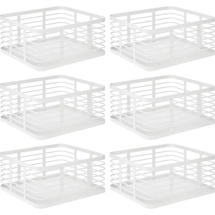 mDesign Allzweckkorb Aufbewahrung Drahtkorb Gitterbox 6er Set Metall Weiß