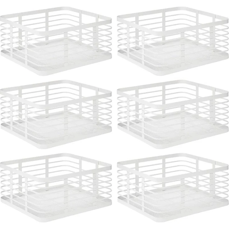 mDesign Allzweckkorb Aufbewahrung Drahtkorb Gitterbox 6er Set Metall Weiß – Bild 1