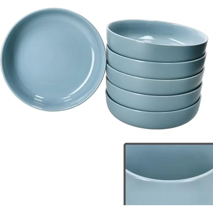 Ritzenhoff & Breker Suppenteller Ritzenhoff 6x Jasper Suppenteller 610ml Graublau Steingut tiefe Teller – Bild 2