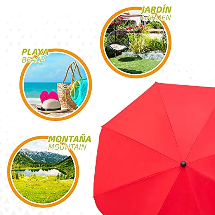 Gartensonnenschirm, mit UV30-Schutz, Ø240 cm, rot, 28-32 mm Mast, flexibler Mast, höhenverstellbar, Große Sonnenschirme, Aktive Garden – Bild 7