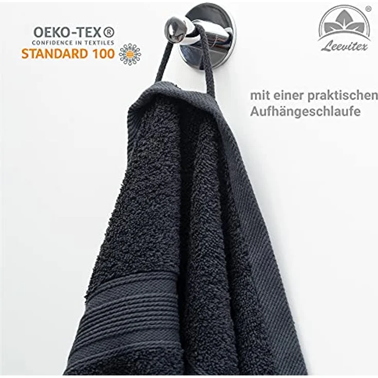 leevitex® Saunatuch Frottee XXL, (2-St), 80 x 200 cm, extra groß & saugfähig, Schwarz – Bild 5