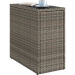 vidaXL Garten-Beistelltisch mit Glasplatte Grau 58x27,5x55 cm Rattan 366133