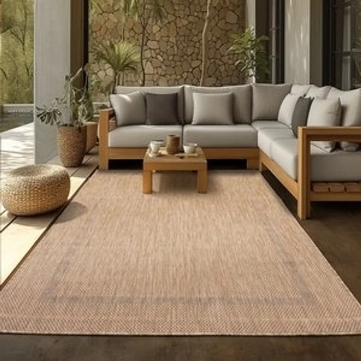 SIMPEX24 Outdoorteppich Unicolor - Einfarbig, Läufer, Höhe: 5 mm, Teppich Wetterfest Balkon Küchenteppich Flachgewebe Sisaloptik – Bild 6