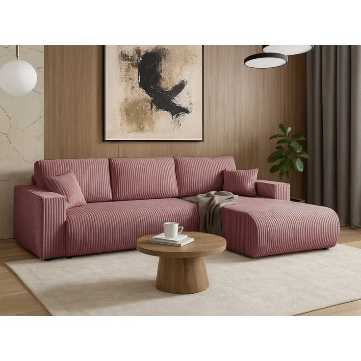 Beautysofa Ecksofa Porto mit universelle Ottomane, mit Bettfunktion und Bettkasten