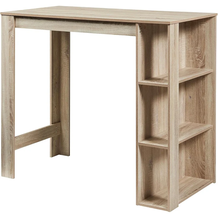 Bartisch Danderyd 120x60x106 cm mit 3 Ablagefächern Eicheoptik [en. casa] – Bild 4