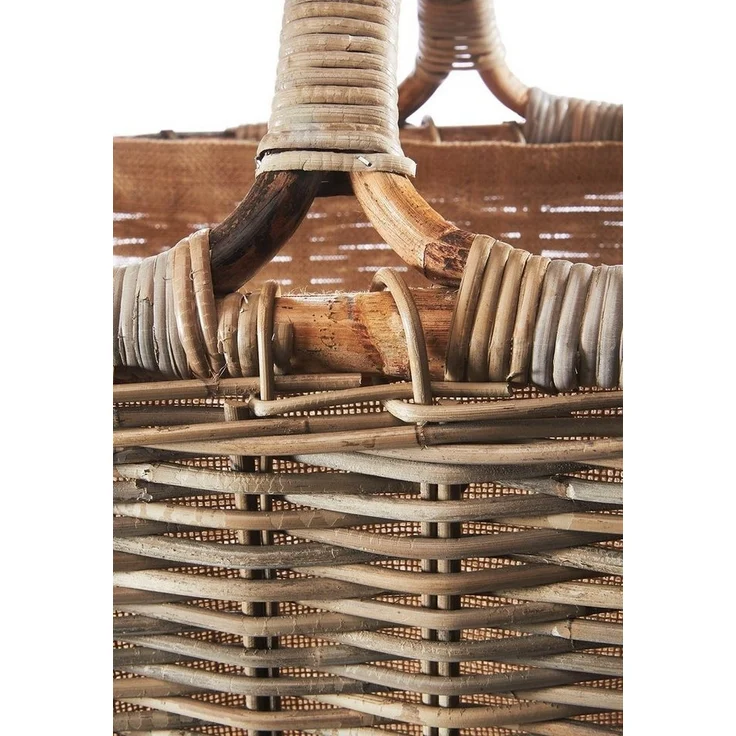 Kobolo Kaminholzkorb Holztrage Rattan grau mit abnehmbarem Leinenstoff – Bild 2