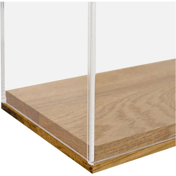HMF Vitrine Eleganter Acryl Schaukasten mit Holzsockel für Modellautos Sammlerbox für Sammelstücke 24 x 12 x 11 cm, Transparent – Bild 3