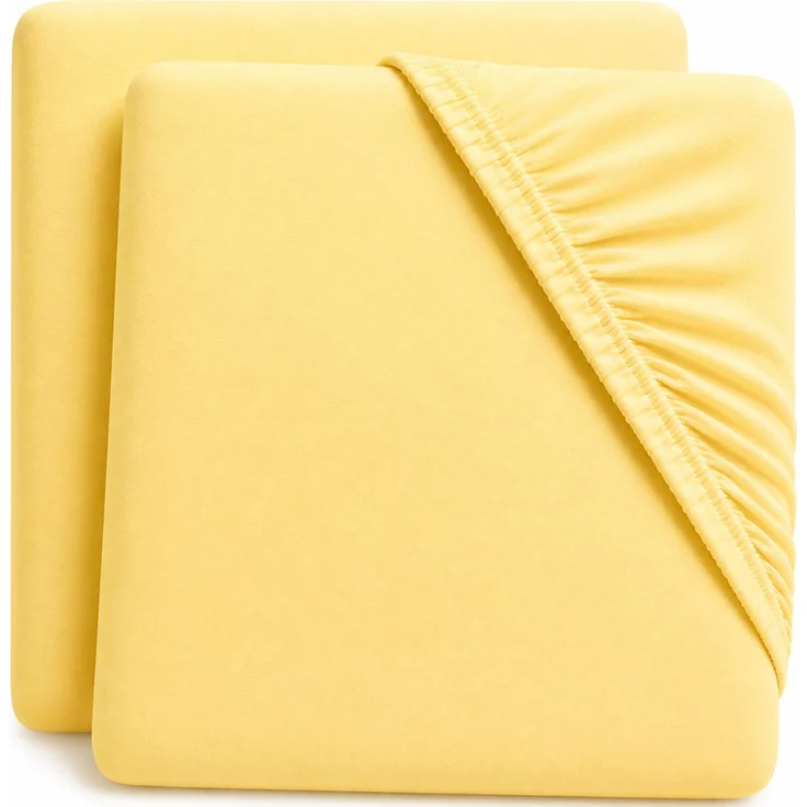 Spannbettlaken für Reisebetten, 95 x 65 cm, für Reisebetten, 4-Wege-Stretch, weiches Bettlaken, hypoallergen, elastisch, atmungsaktiv, 2 Stück, Gelb
