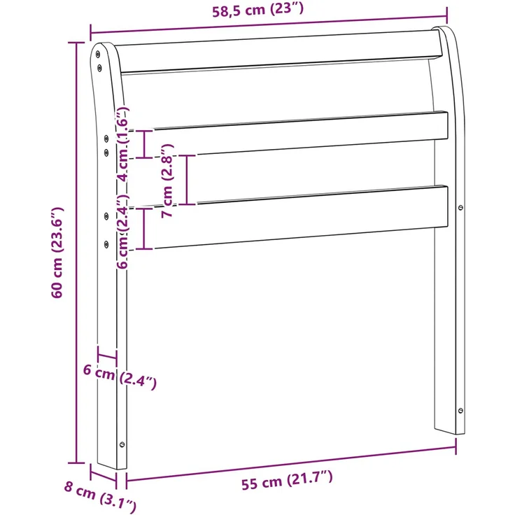 vidaXL Armlehnen Modul 2 pcs Weiß 58,5 x 8,5 x 60 cm Massivholz Akazie 901517 – Bild 9