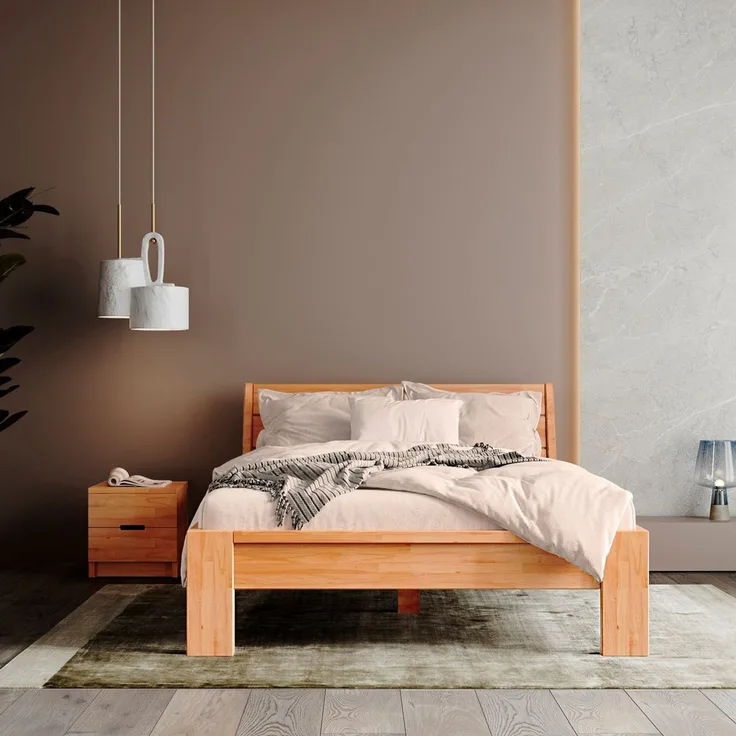 Krok Wood Massivholzbett Alice in Buche mit Kopfteil