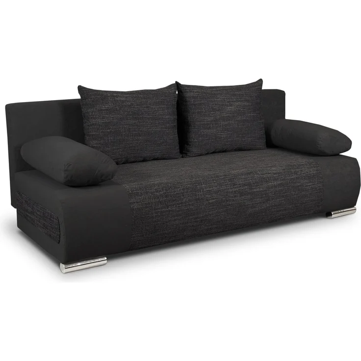 Schlafsofa Naki - Sofa mit Schlaffunktion und Bettkasten, Bettsofa, Couch (Schwarz + Schwarz (Alova 04 + Berlin 02)) – Bild 5
