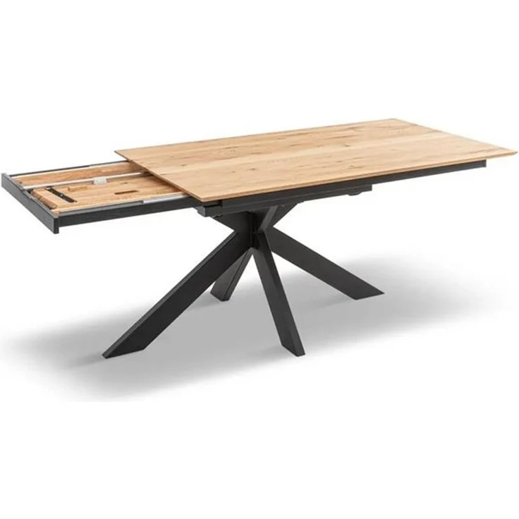 Ausziehtisch 160(245)x90cm "Hamburg" Wildeiche & Metall schwarz – Bild 3