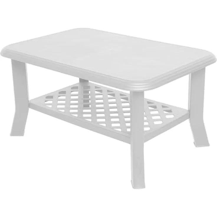 Dmora - Couchtisch mit Zeitschriftenständer, Made in Italy, weiße Farbe, Maße 90 x 46 x 60 cm
