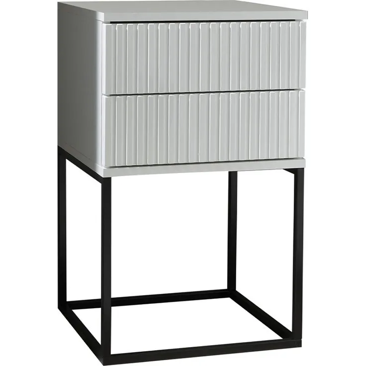 Nachttisch Maike / Marle, Holzwerkstoff, Metall, Schwarz, Weiß, 40 x 65 x 39 cm
