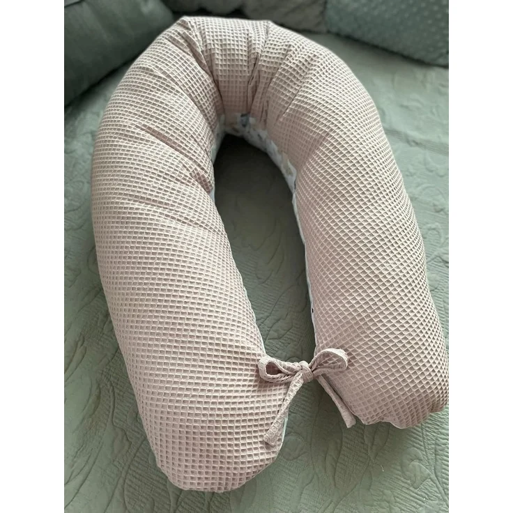 Loolay Stillkissen WAFFELPIQUE HASE Kissen Seitenschläferkissen Schwangerschaftskissen, 170 o. 190 cm Kissen + BEZUG (abnehmbar) HASE Beige Weiss WAFFEL Rosa, Grau, Minze, Weiß, M/ L u. L/ XL - perfekt Auswahl für Schwanger Seitenschläfer Schlafen!, PR... – Bild 2