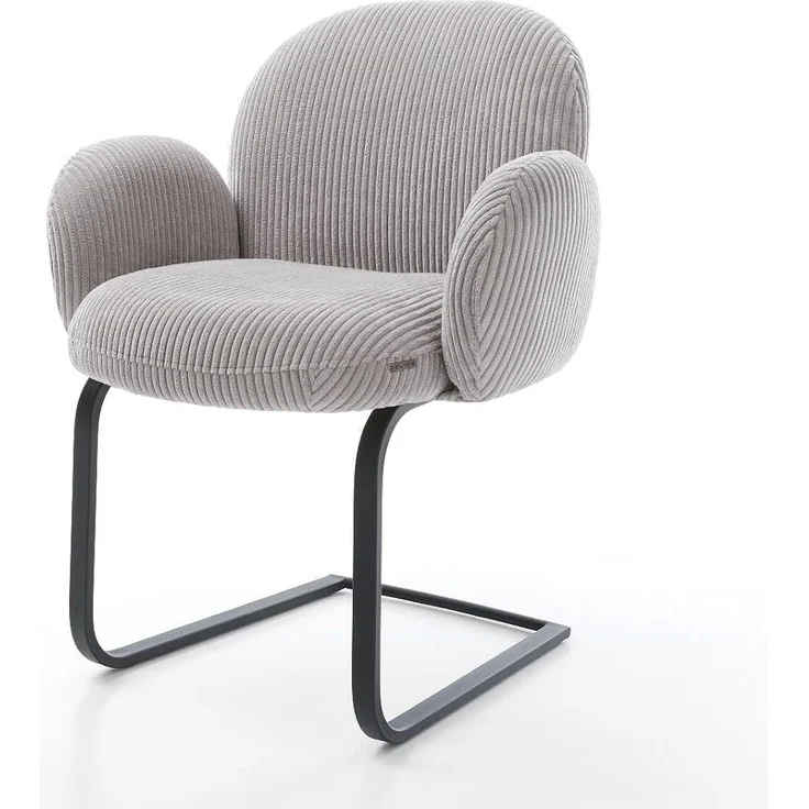 Freischwinger Nube-Flex mit Armlehnen Cord Silbergrau Freischwinger flach Schwarz Taschenfederkern – Bild 3