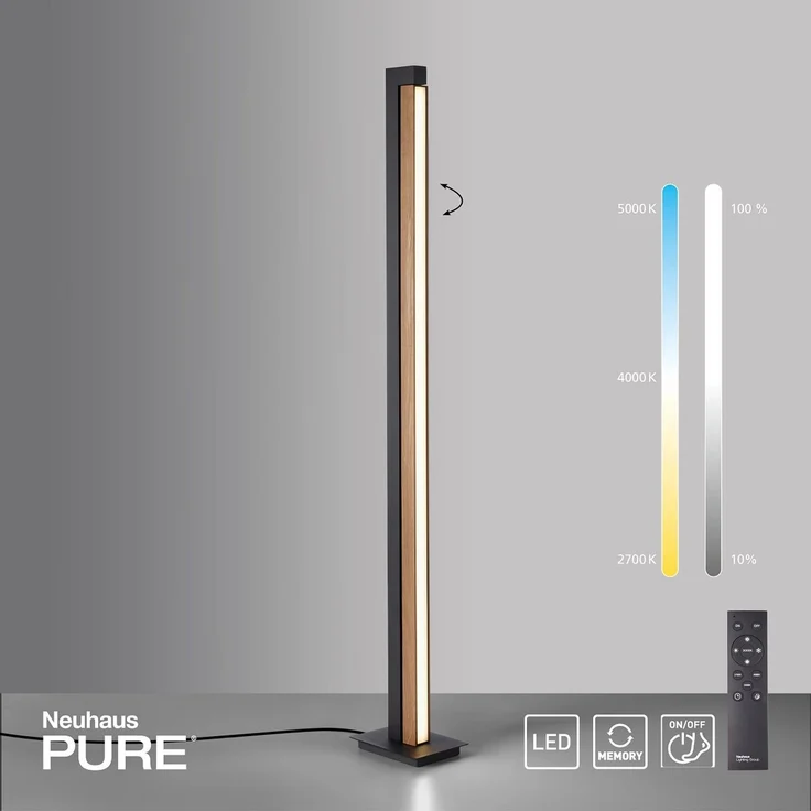 Paul Neuhaus 451-79 PURE-LINES LED Stehleuchte anthrazit Holz CCT – Bild 7