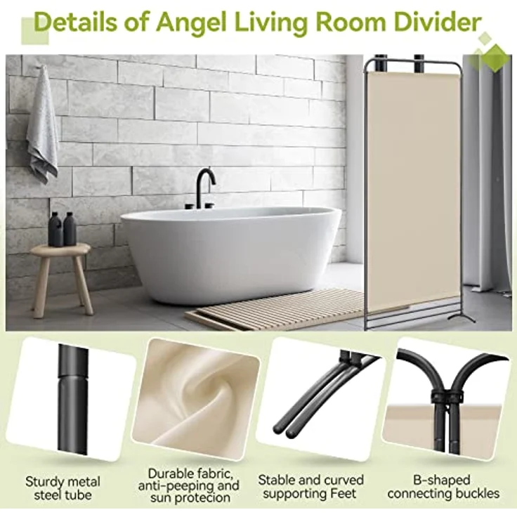 Angel Living Paravent Klappbar Raumteiler Freistehend Sichtschutzwand, Paravent 1 Teilig, 81(B)x 50(T)x 180(H)cm – Bild 5