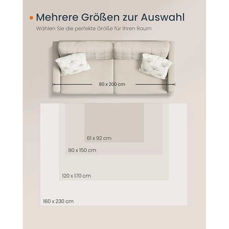 Songmics HOME Teppich, 120x170 cm, Wohnzimmerteppich, Rutschfester Teppich, Kurzflor, flauschig, Dekoration, für Wohnzimmer, Schlafzimmer, maschinenwaschbar, Boho-Stil, Cappuccinobeige – Bild 5