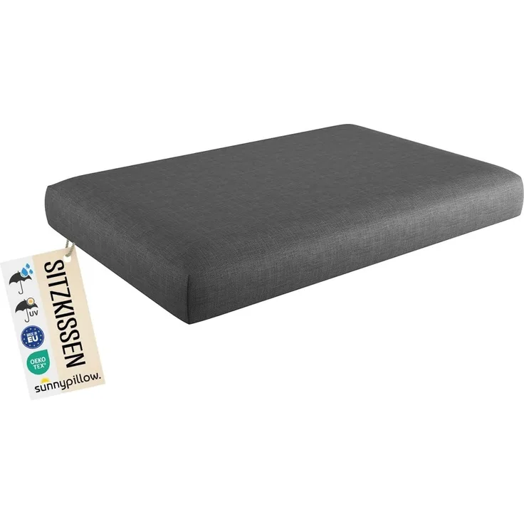 sunnypillow Sitzkissen Palettenkissen mit abnehmbarem Bezug Sitzkissen 120x60x15cm, Anthrazit UV