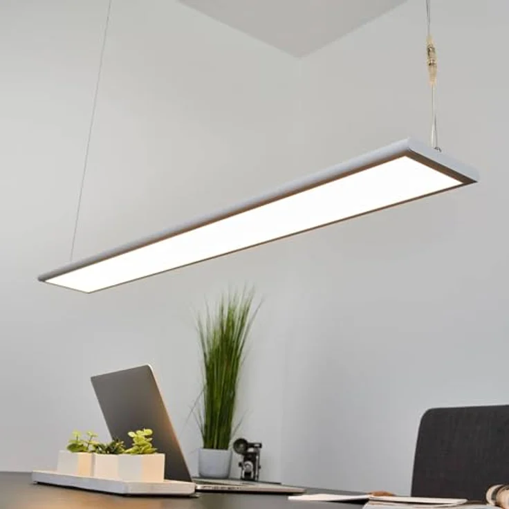 Arcchio LED Pendelleuchte Büro, flaches Panel mit 2830lm, 3000K, Uplight und Downlight, weiß, 120x15x1,9 cm – Bild 2