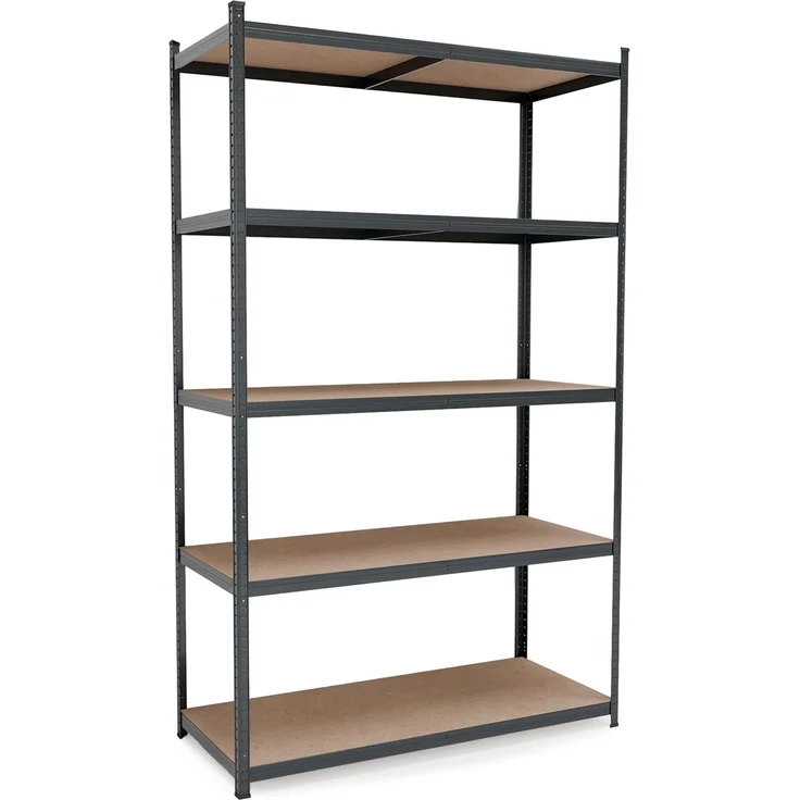 BELKO® Schwerlastregal C225 Anthrazit, 200x120x50 cm, Breitspannregal, XXL Lagerregal & Kellerregal, Metallregal mit 5 Böden, Steckregal bis 900kg belastbar (180kg pro Ebene)