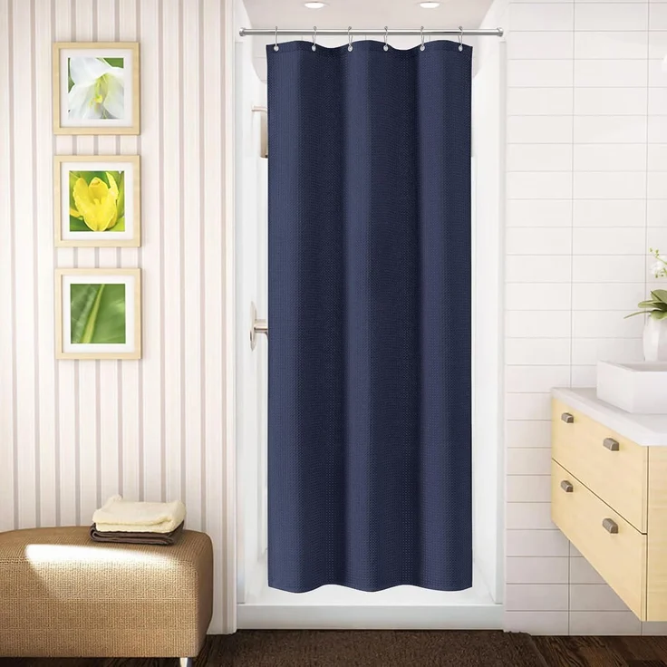 Waffel Duschvorhang Stoff Textil Badewanne Anti Schimmel Vorhang Wasserdicht – Bild 2