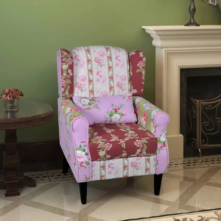 vidaXL Französischer Sessel mit Patchwork-Design Stoff, Drehbar [240490]