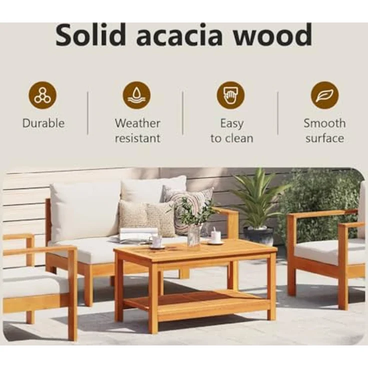 vidaXL Beistelltisch Braun 90 x 50 x 45 cm Massivholz Akazie 4108104 – Bild 5