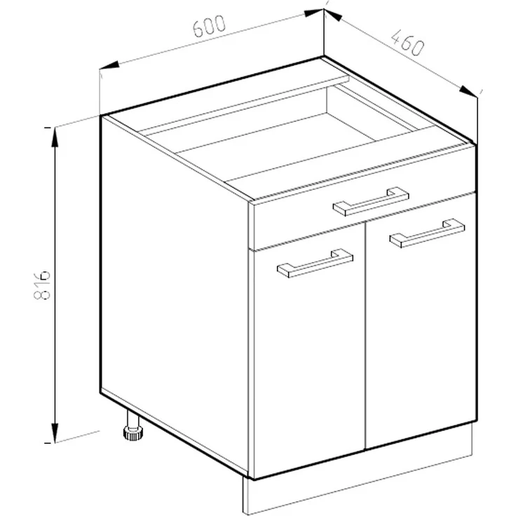 Küchenunterschrank R-Line Weiß Hochglanz 60 cm mit Schublade, AP Eiche Vicco – Bild 3