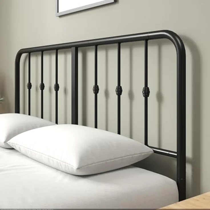 Zinus Florence Bett 140x200 cm – 35 cm hoch – Metallbettgestell mit Kopf- und Fußteil – Bett mit Lattenrost – Bettgestell im Vintage-Design – Stauraum unter dem Bett – Schwarz – Bild 5